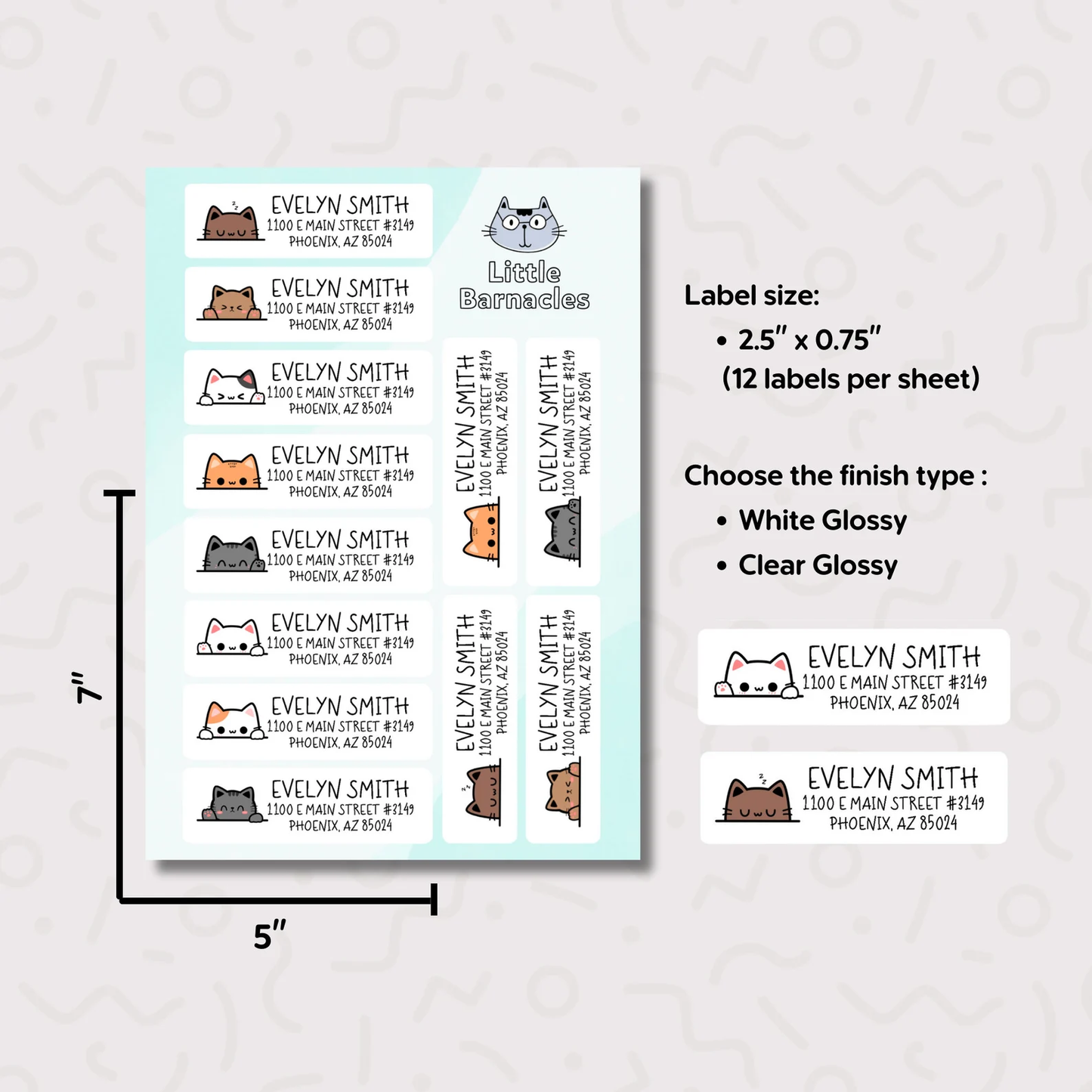 Multi Cat Custom Address Labels, Return Address Labels, Personalized Mailing Labels