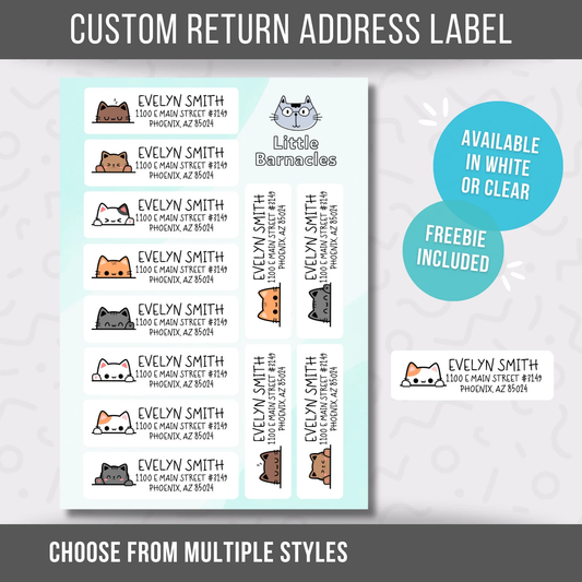 Multi Cat Custom Address Labels, Return Address Labels, Personalized Mailing Labels