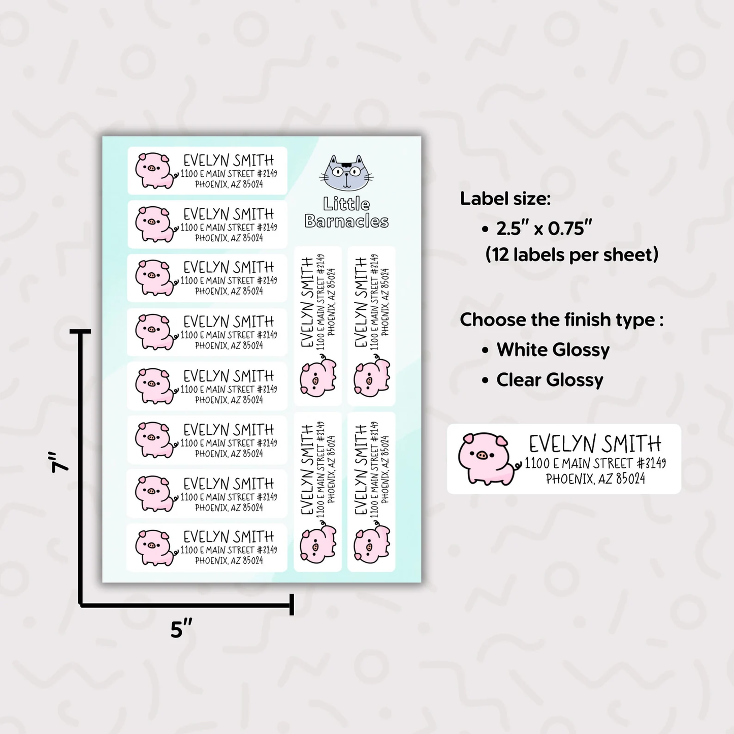 Pig Custom Address Labels, Return Address Labels, Personalized Mailing Labels