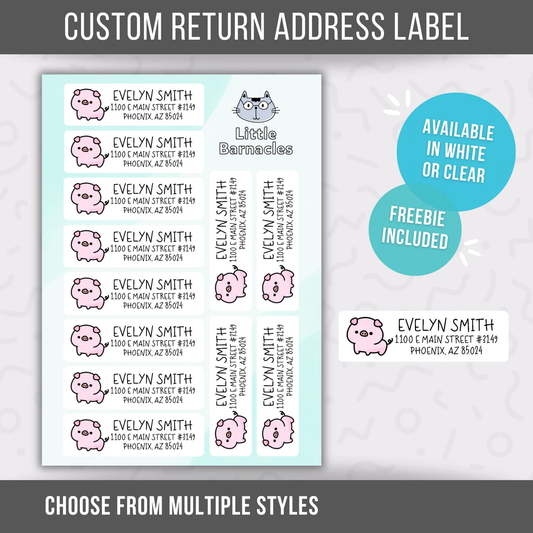 Pig Custom Address Labels, Return Address Labels, Personalized Mailing Labels