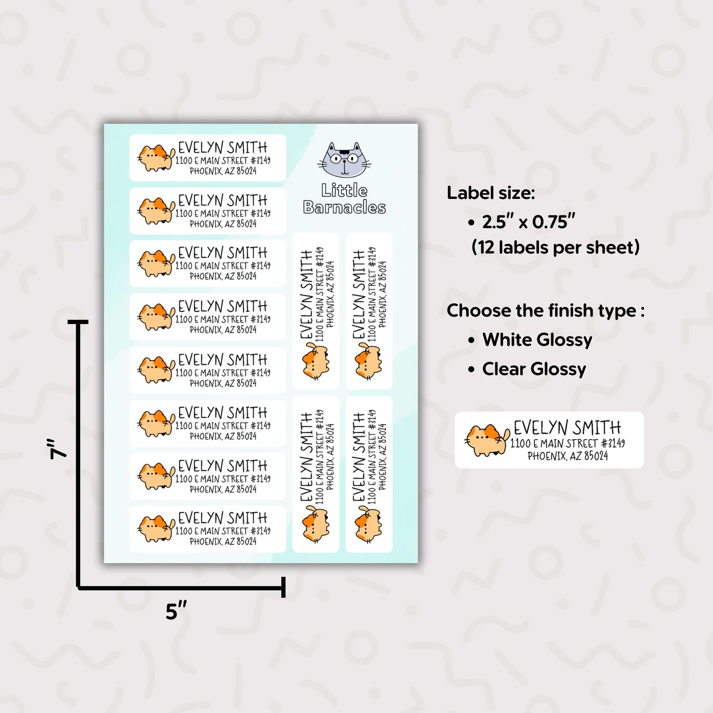 Orange Cat Custom Address Labels, Return Address Labels, Personalized Mailing Labels