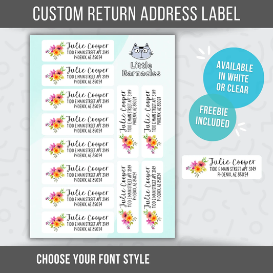 Floral Address Labels, Return Address Labels, Personalized Mailing Labels