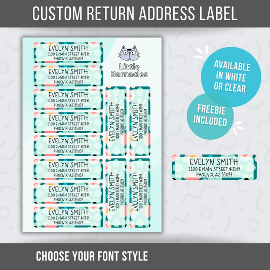Teal Floral Address Labels, Return Address Labels, Personalized Mailing Labels