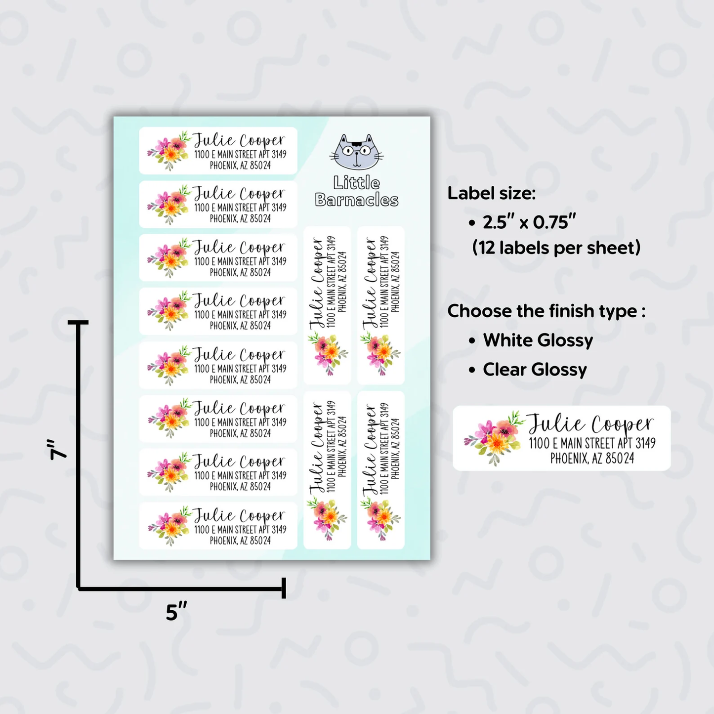 Floral Address Labels, Return Address Labels, Personalized Mailing Labels