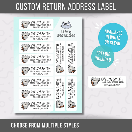 Koala Custom Address Labels, Return Address Labels, Personalized Mailing Labels
