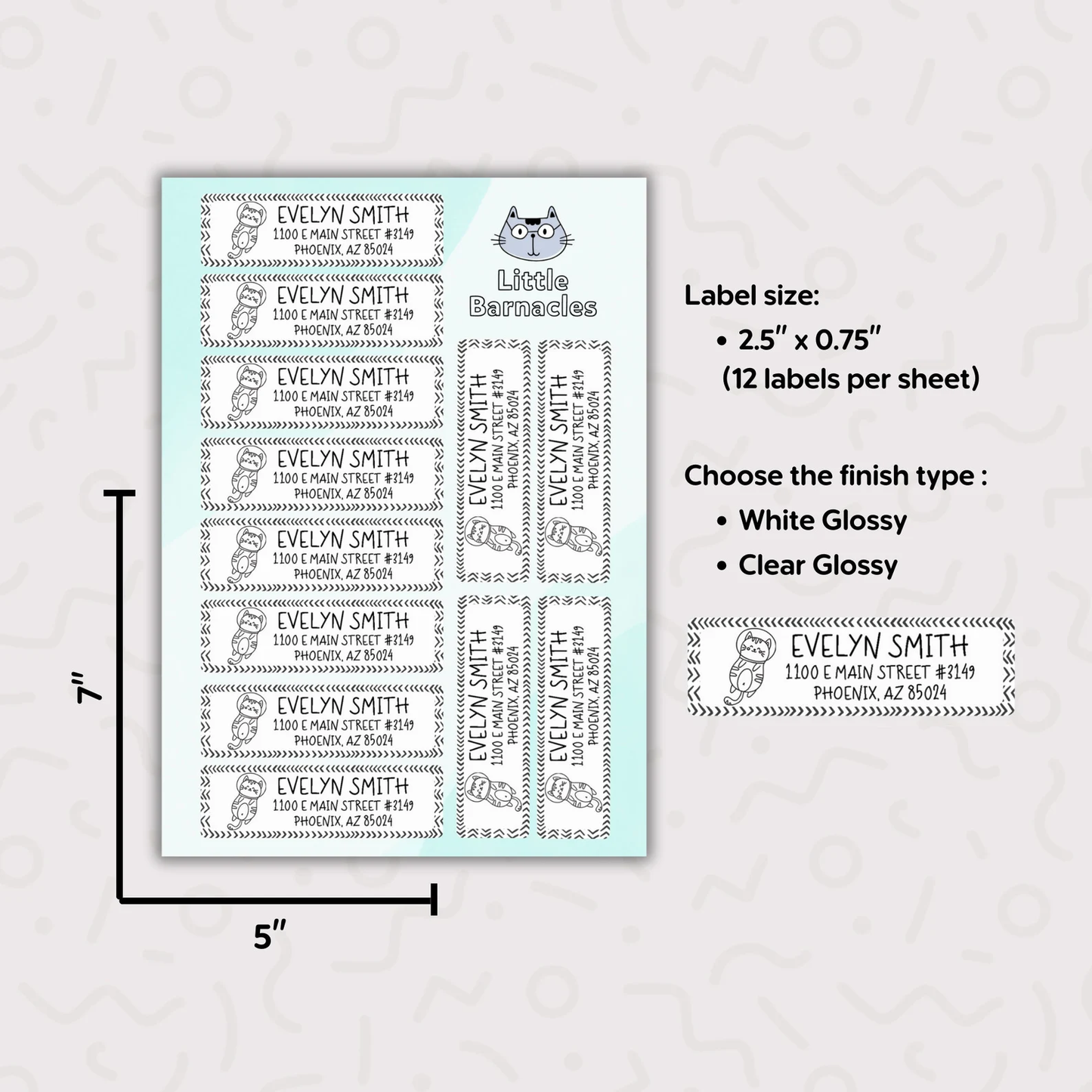 Space Cat Custom Address Labels, Return Address Labels, Personalized Mailing Labels