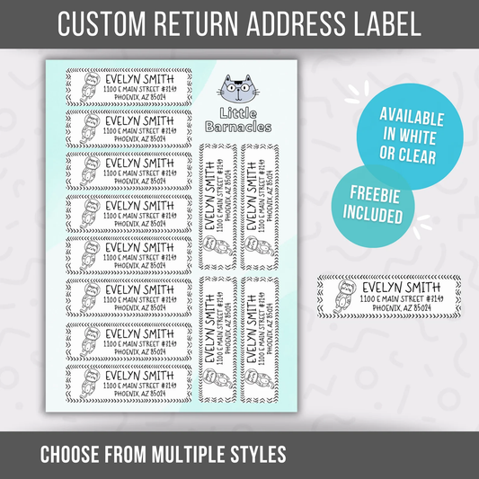 Space Cat Custom Address Labels, Return Address Labels, Personalized Mailing Labels
