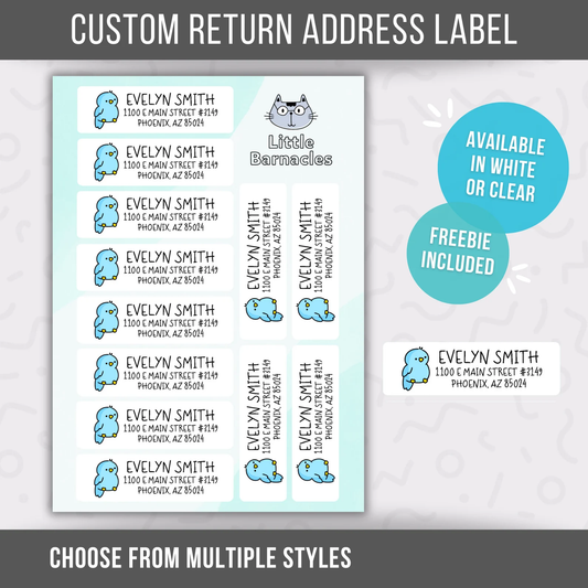Blue Bird Custom Address Labels, Return Address Labels, Personalized Mailing Labels