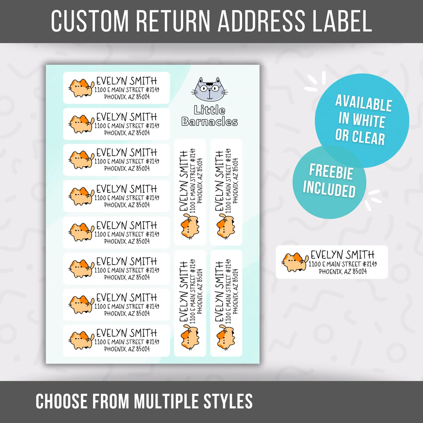 Orange Cat Custom Address Labels, Return Address Labels, Personalized Mailing Labels