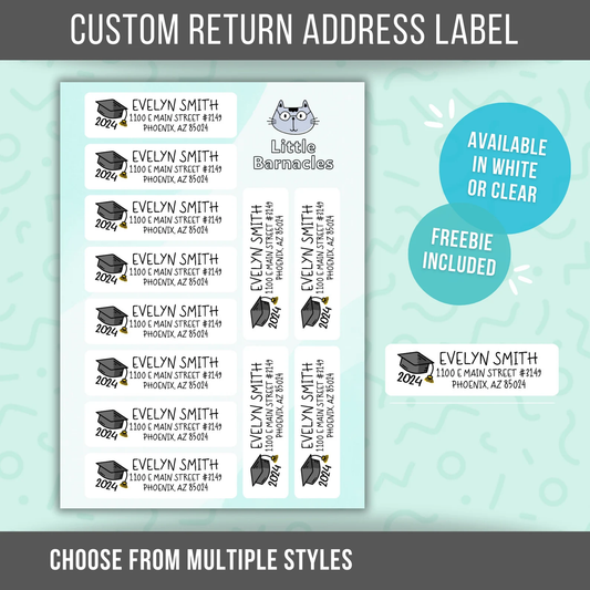 Graduation Custom Address Labels, Graduate Return Address Labels, Personalized Mailing Labels