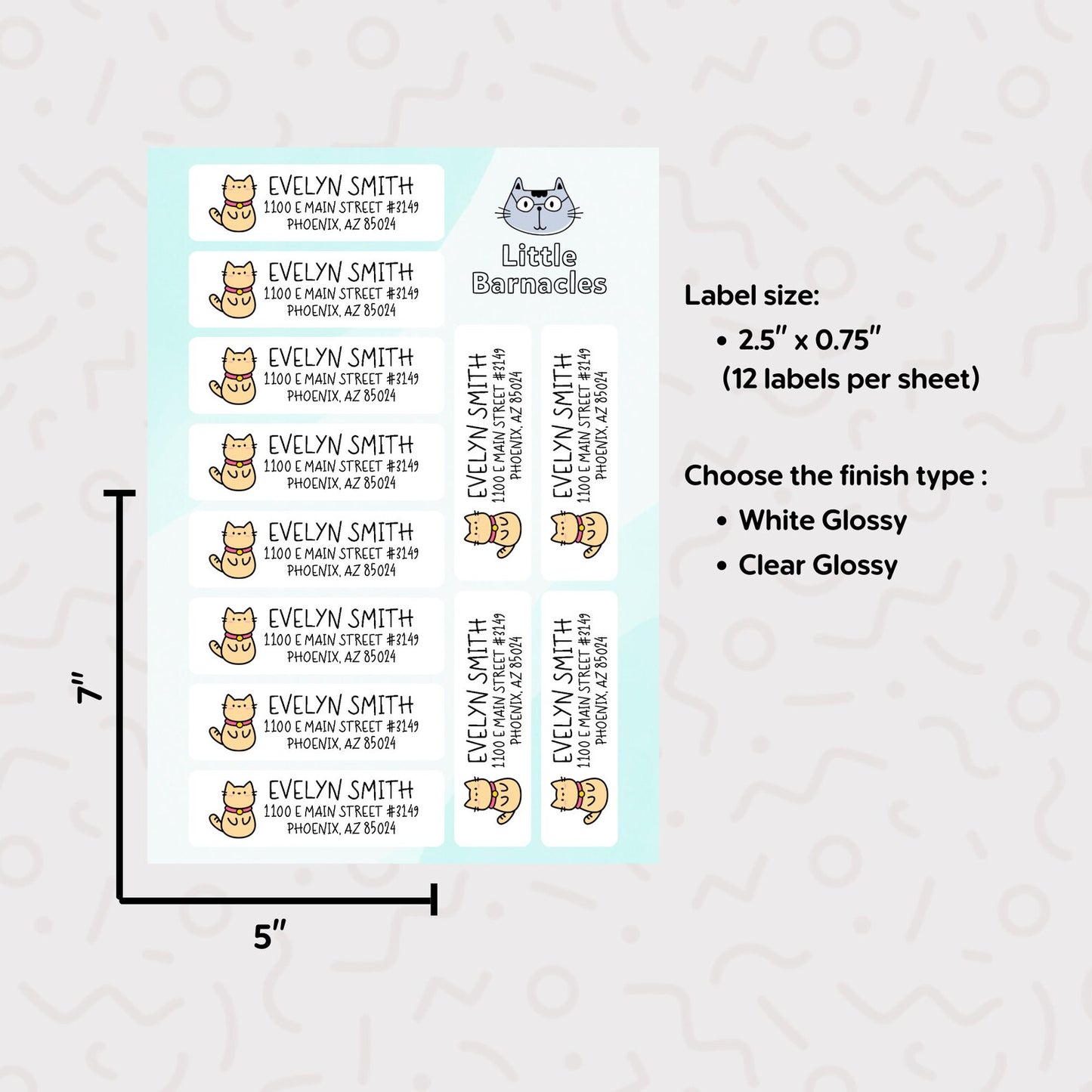 Tan Cat Custom Address Labels, Return Address Labels, Personalized Mailing Labels