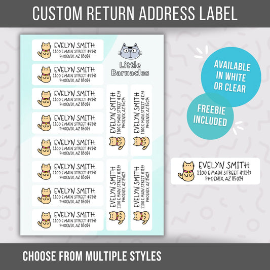 Tan Cat Custom Address Labels, Return Address Labels, Personalized Mailing Labels