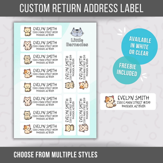 Cat Custom Address Labels, Return Address Labels, Personalized Mailing Labels