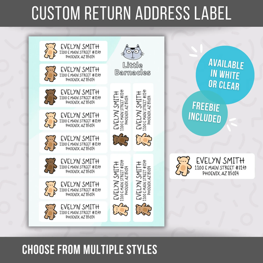 Brown Bear Custom Address Labels, Return Address Labels, Personalized Mailing Labels