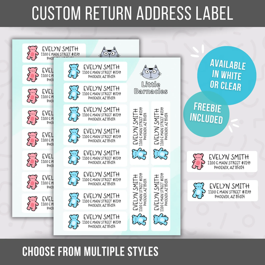 Teddy Bear Custom Address Labels, Return Address Labels, Personalized Mailing Labels