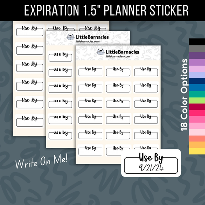 Use By Planner Sticker • 1.5 Inch Food Expiration Label • Quarter Box Planner Sticker • Pantry Organization Reminder • Kitchen Date Label