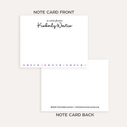 Personalized Polka Dot Stationery Set • Custom Name Note Cards • Cute Dot Flat Notecards • Customized Stationery Gift • Set of 12