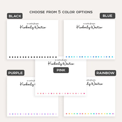 Personalized Polka Dot Stationery Set • Custom Name Note Cards • Cute Dot Flat Notecards • Customized Stationery Gift • Set of 12