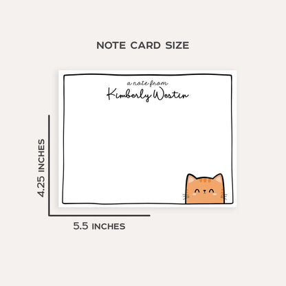 Personalized Cat Stationery Set • Custom Name Flat Notecards • Cute Cat Thank You Cards • Cat Lover Gift • Set of 12