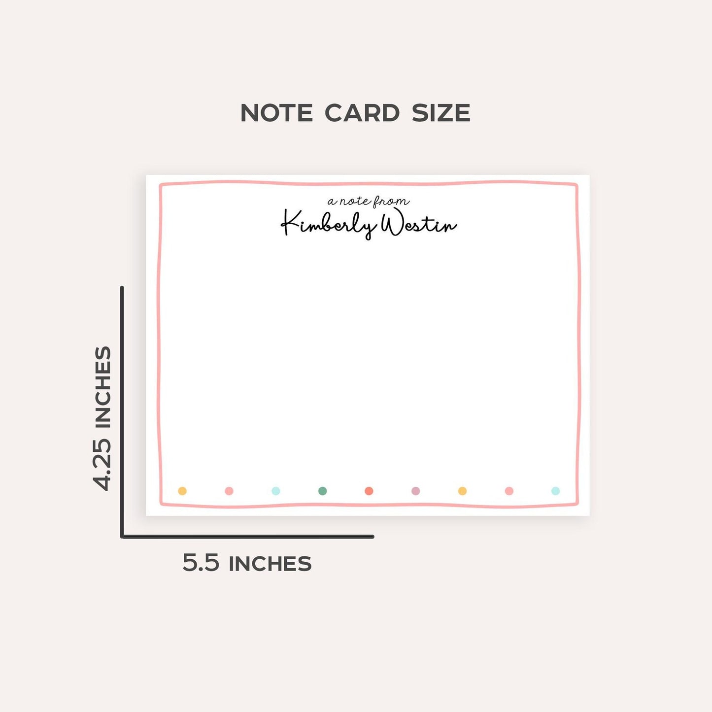 Personalized Polka Dot Stationery • Custom Flat Notecards Set of 12 • Name Stationery Gift • Thank You Notes • Rainbow Dots