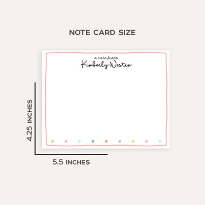 Personalized Polka Dot Stationery • Custom Flat Notecards Set of 12 • Name Stationery Gift • Thank You Notes • Rainbow Dots