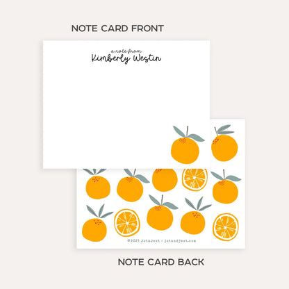 Personalized Orange Grove Stationery Set • Custom Name Flat Notecards • Citrus Thank You Cards • Fruit Stationery Gift • Set of 12