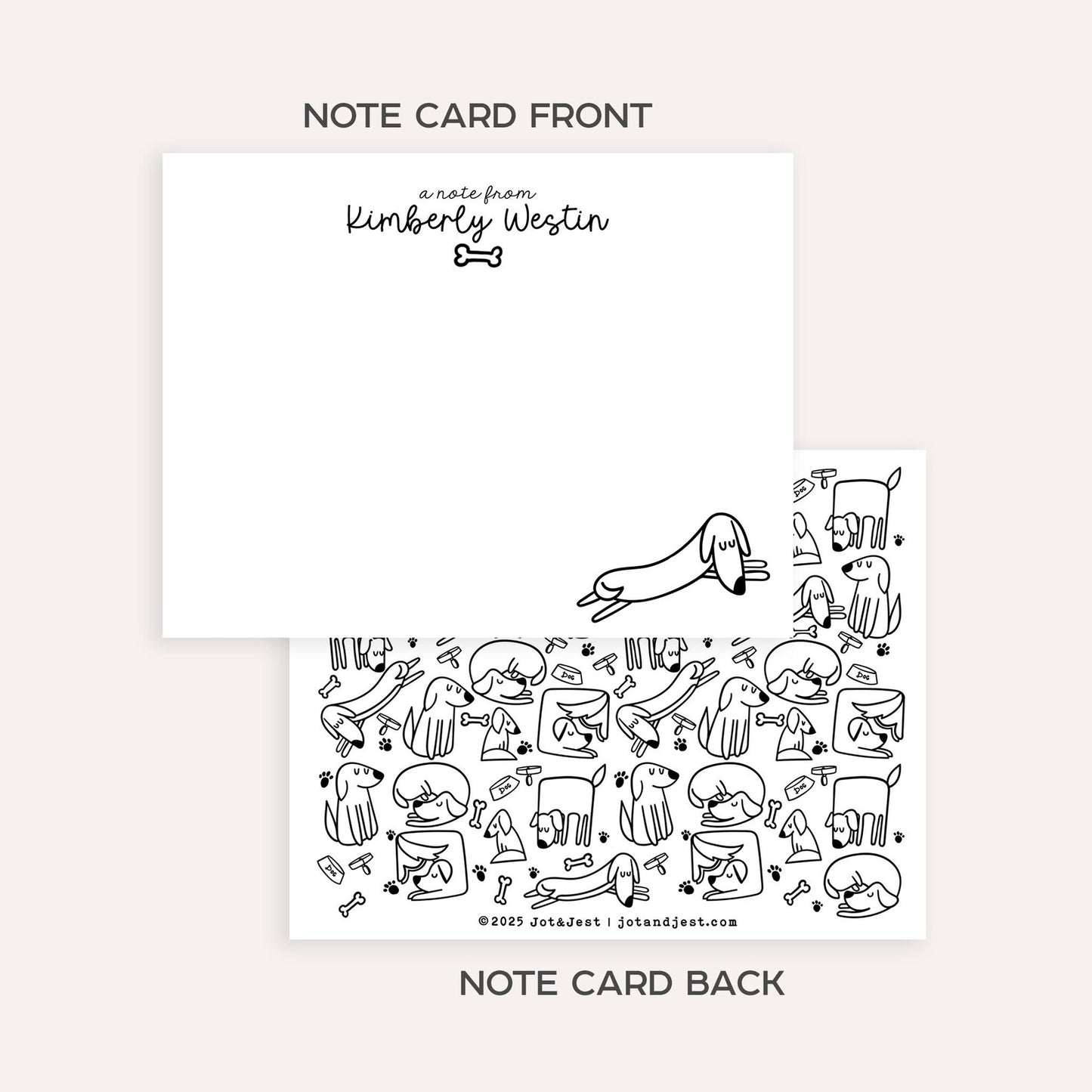 Personalized Dog Stationery Set • Custom Name Flat Notecards • Minimalist Dog Thank You Cards • Dog Lover Gift • Set of 12