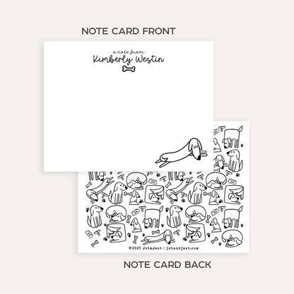 Personalized Dog Stationery Set • Custom Name Flat Notecards • Minimalist Dog Thank You Cards • Dog Lover Gift • Set of 12