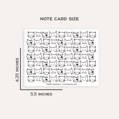 Personalized Cute Cat Stationery Set • Custom Name Flat Notecards • Cat Thank You Cards • Cat Lover Gift • Set of 12