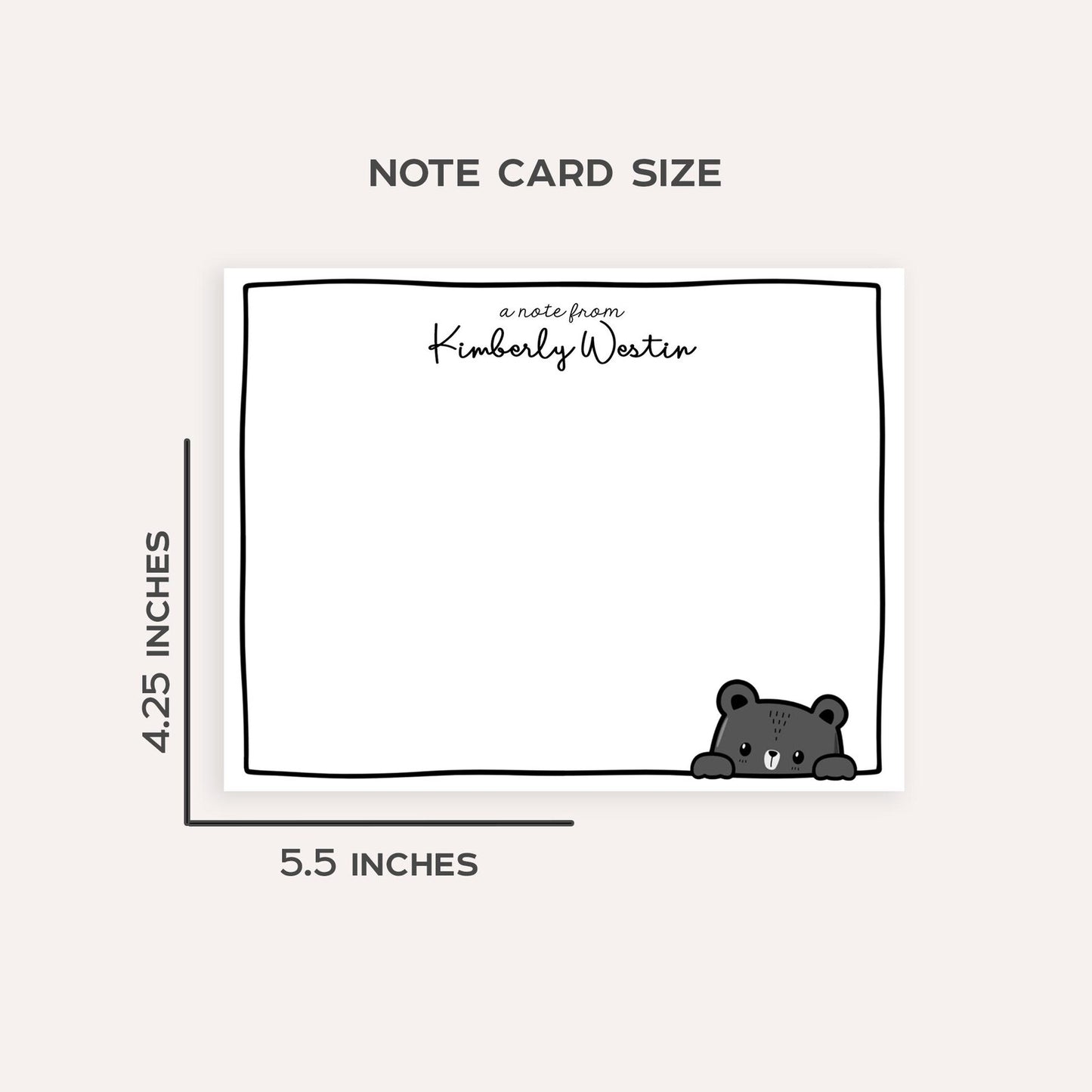 Personalized Teddy Bear Stationery Set • Custom Name Flat Notecards • Cute Bear Thank You Cards • Kids Gift • Set of 12