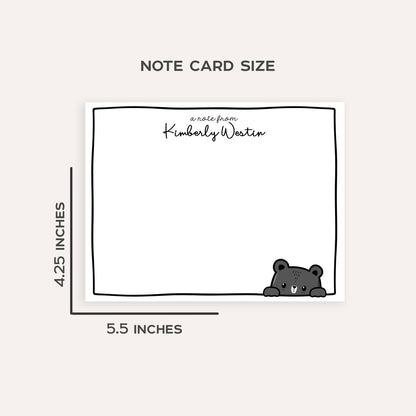 Personalized Teddy Bear Stationery Set • Custom Name Flat Notecards • Cute Bear Thank You Cards • Kids Gift • Set of 12
