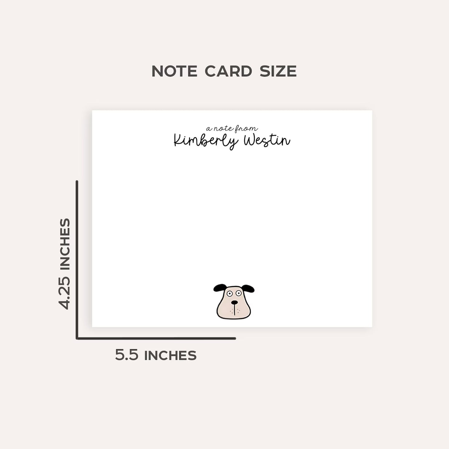 Personalized Cartoon Dog Stationery Set • Custom Name Flat Notecards • Cute Dog Thank You Cards • Dog Lover Gift • Set of 12