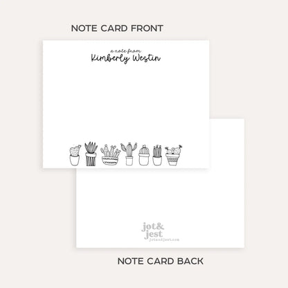 Personalized Succulent Stationery Set • Custom Name Flat Notecards • Minimalist Plant Thank You Cards • Plant Lover Gift • Set of 12