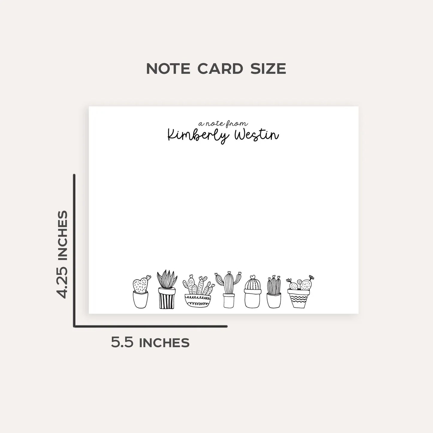 Personalized Succulent Stationery Set • Custom Name Flat Notecards • Minimalist Plant Thank You Cards • Plant Lover Gift • Set of 12