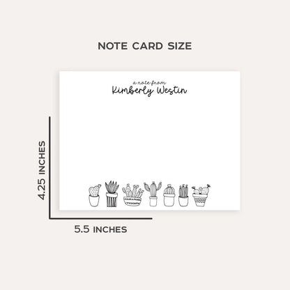 Personalized Succulent Stationery Set • Custom Name Flat Notecards • Minimalist Plant Thank You Cards • Plant Lover Gift • Set of 12