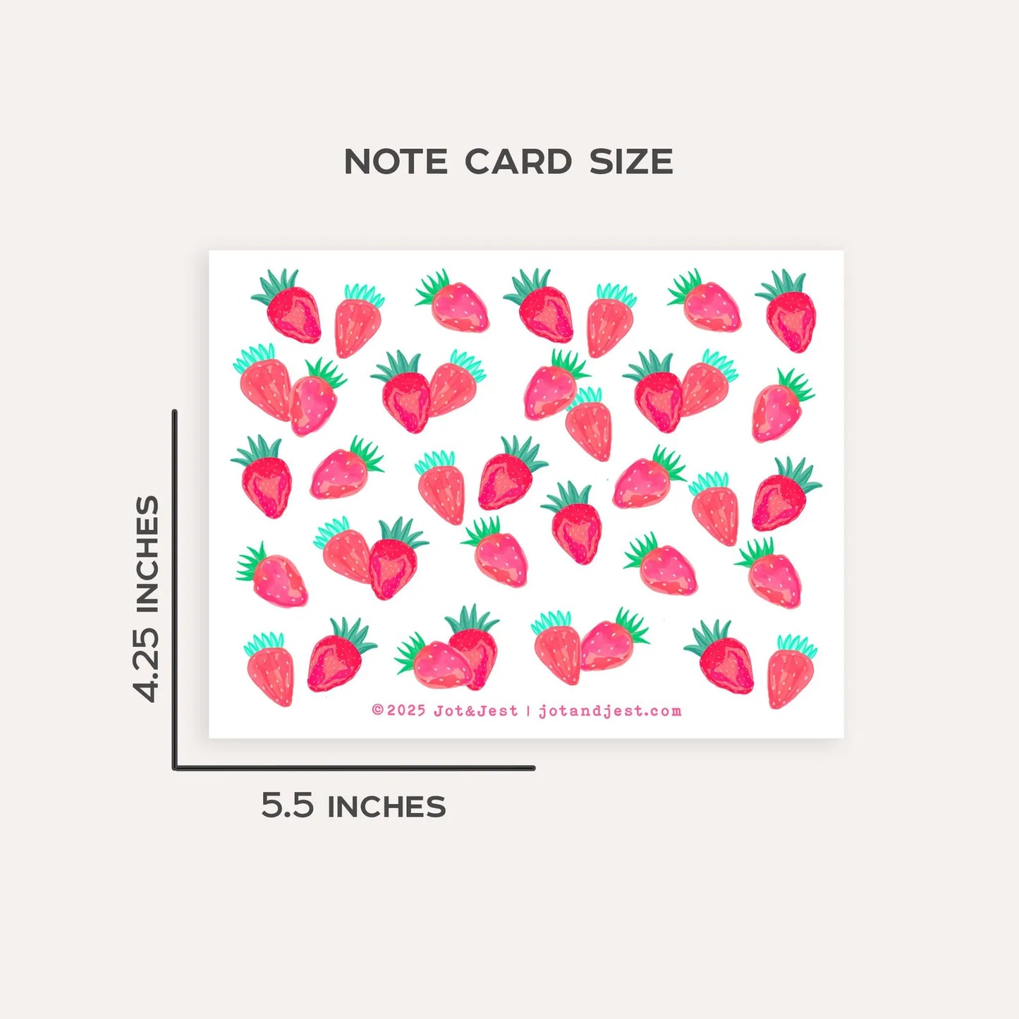 Personalized Strawberry Stationery Set • Pink Watercolor Strawberry Notecards • Custom Name Thank You Cards • Set of 12