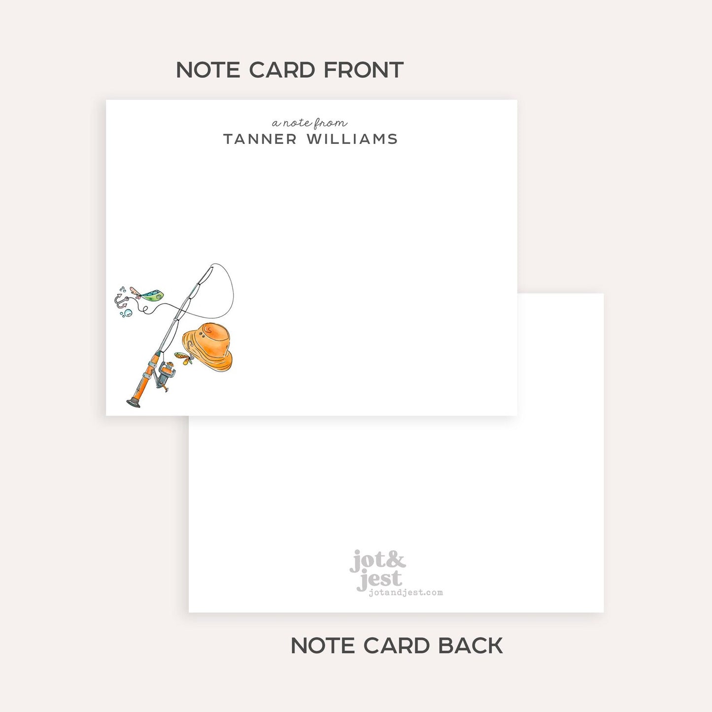 Personalized Fishing Stationery Set • Custom Name Flat Notecards • Fisherman Thank You Cards • Fishing Lover Gift • Set of 12