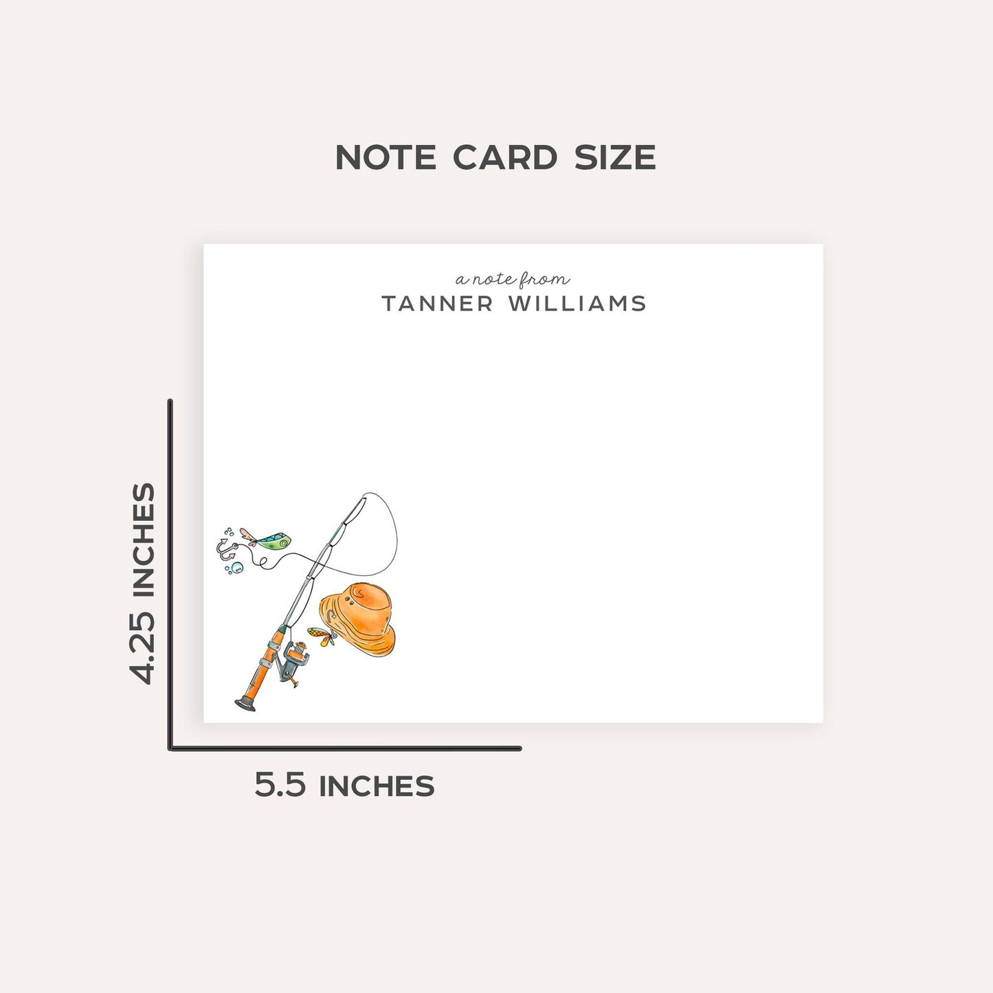 Personalized Fishing Stationery Set • Custom Name Flat Notecards • Fisherman Thank You Cards • Fishing Lover Gift • Set of 12