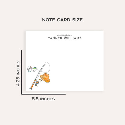 Personalized Fishing Stationery Set • Custom Name Flat Notecards • Fisherman Thank You Cards • Fishing Lover Gift • Set of 12