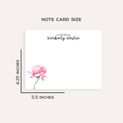 Personalized Rose Stationery • Pink Floral Notecard Set • Custom Name Note Cards • Thank You Cards • Pink Roses Stationery Set of 12