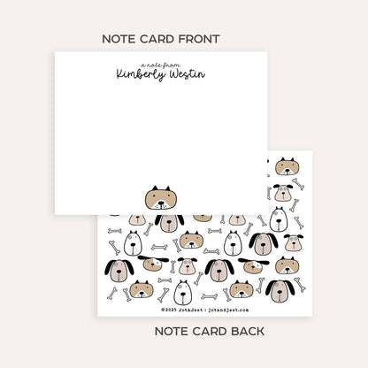 Personalized Cartoon Dog Stationery Set • Custom Name Flat Notecards • Cute Dog Thank You Cards • Dog Lover Gift • Set of 12