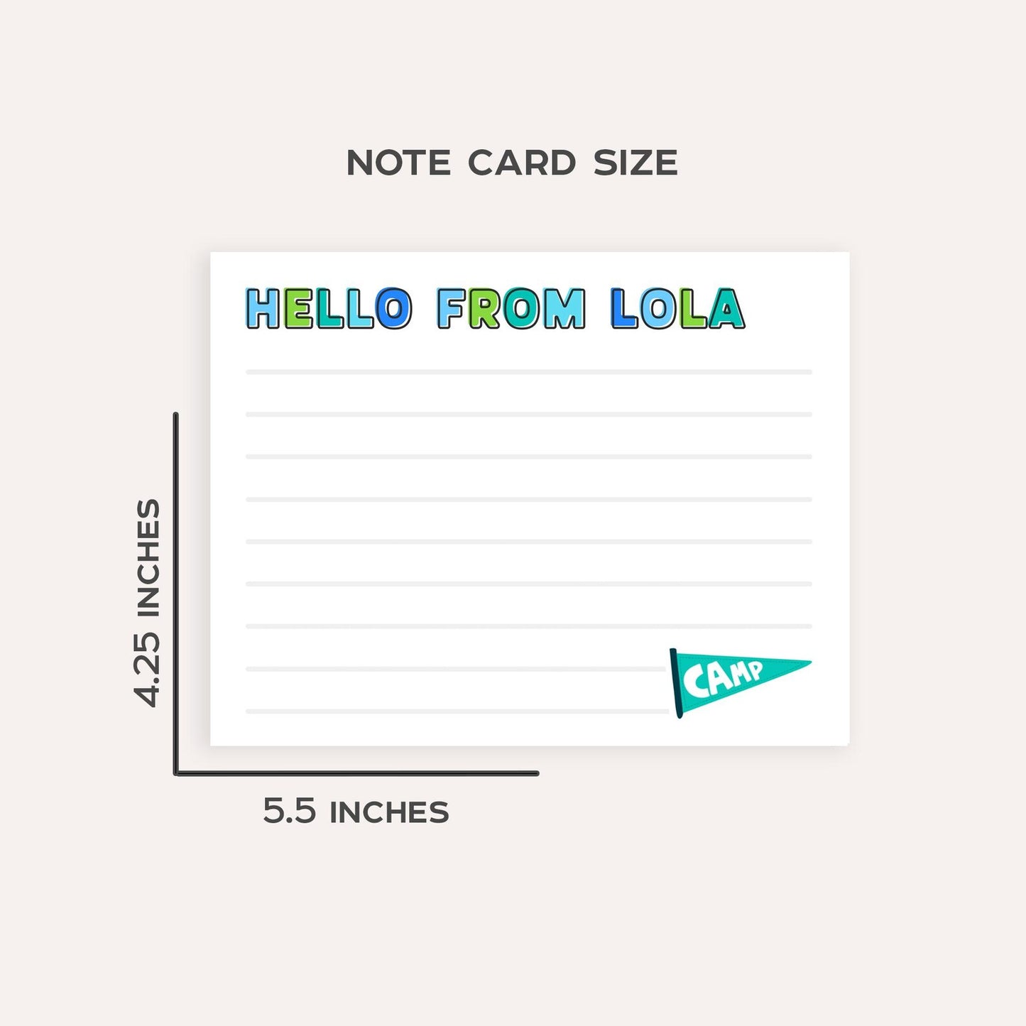 Personalized Kids Camp Stationery Set • Custom Name Flat Notecards • Cute Summer Camp Thank You Cards • Set of 12