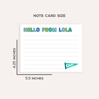 Personalized Kids Camp Stationery Set • Custom Name Flat Notecards • Cute Summer Camp Thank You Cards • Set of 12