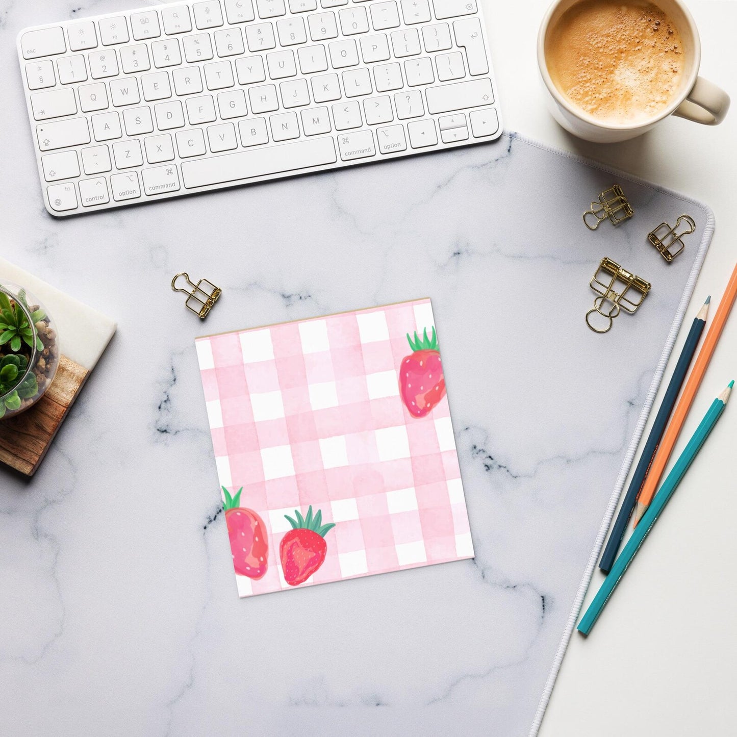 Personalized Strawberry Notepad • Cute Pink Notepad • Custom Name Stationery • Kawaii Strawberry Paper • Gift for Her • Pink Paper Pad