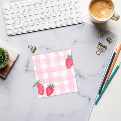 Personalized Strawberry Notepad • Cute Pink Notepad • Custom Name Stationery • Kawaii Strawberry Paper • Gift for Her • Pink Paper Pad