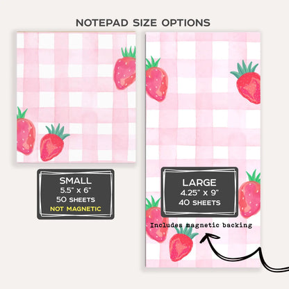 Personalized Strawberry Notepad • Cute Pink Notepad • Custom Name Stationery • Kawaii Strawberry Paper • Gift for Her • Pink Paper Pad