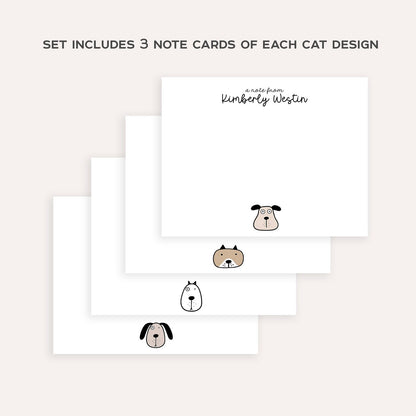 Personalized Cartoon Dog Stationery Set • Custom Name Flat Notecards • Cute Dog Thank You Cards • Dog Lover Gift • Set of 12