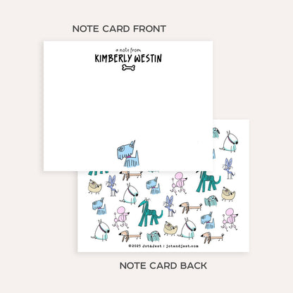 Personalized Dog Stationery Set • Custom Name Flat Notecards • Cute Cartoon Dog Thank You Cards • Dog Lover Gift • Set of 12