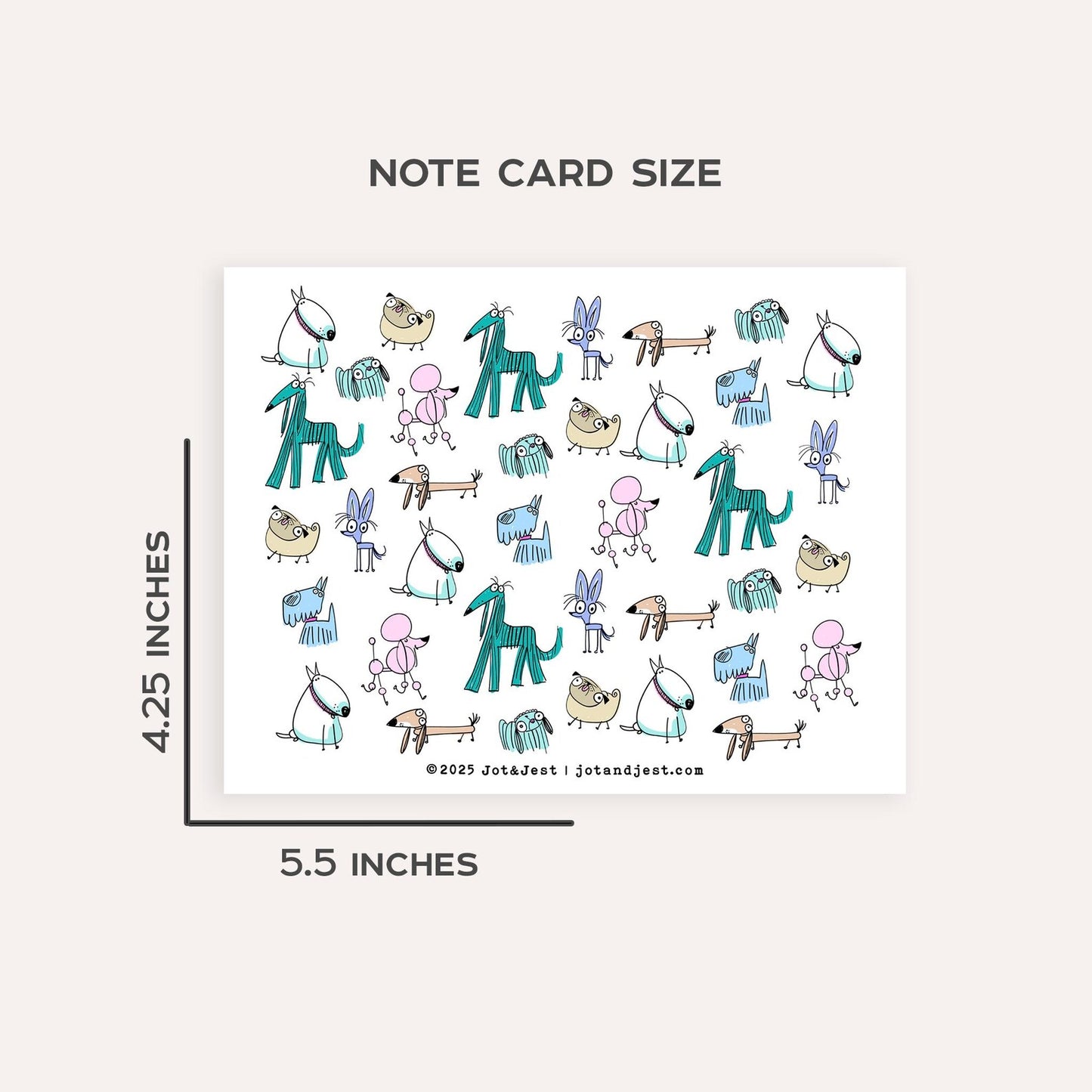 Personalized Dog Stationery Set • Custom Name Flat Notecards • Cute Cartoon Dog Thank You Cards • Dog Lover Gift • Set of 12