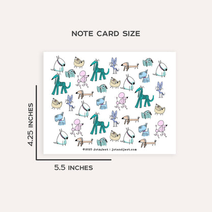 Personalized Dog Stationery Set • Custom Name Flat Notecards • Cute Cartoon Dog Thank You Cards • Dog Lover Gift • Set of 12